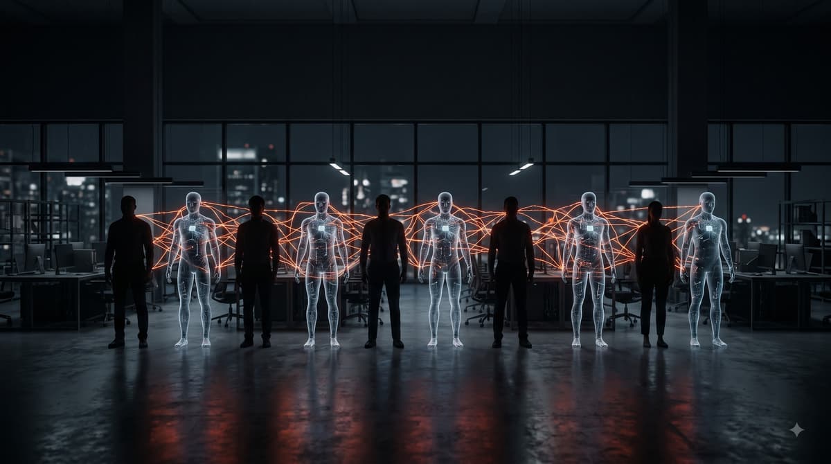 AI and Human Collaboration Silhouettes